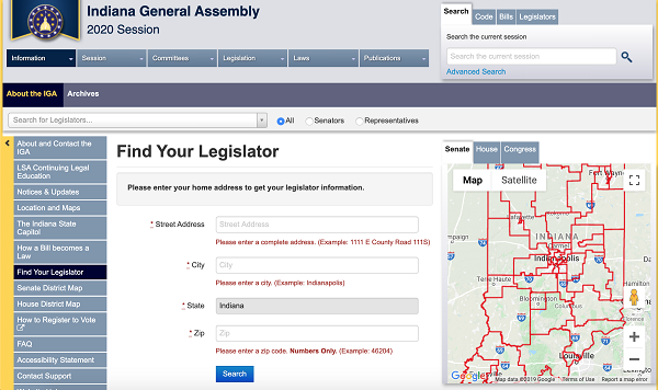 Finding Your Legislators