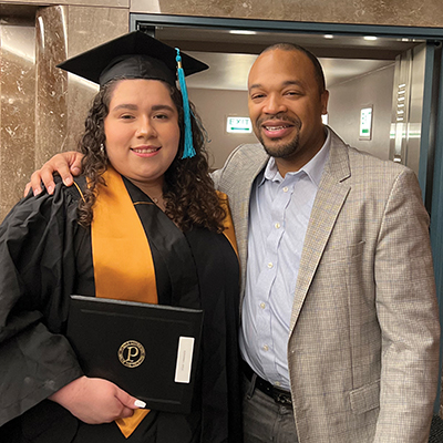 Celebrating graduation from Purdue University with Darren Henry, managing director of Purdue’s Business Opportunity Program (BOP)