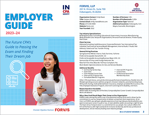 Graphic of the employer guide cover and listing